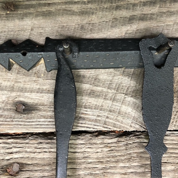 Cast Iron Cottagecore Black Iron Metal Spoons Fork Wall Decor Vintage - Picture 5 of 10